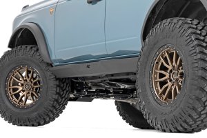 Ford Bronco Rock Sliders - Rough Country - Heavy Duty - Flat Black - '21-'25